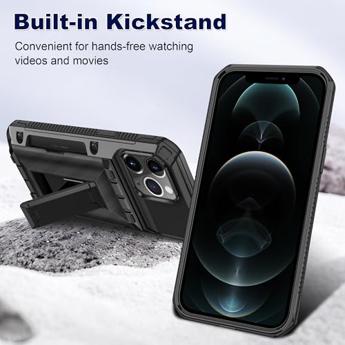 SAMONPOW for iPhone 12 Pro Max Case Wallet with Card Holder [4 Cards] & Stand & Military-Grade Protection Heavy Duty Shockproof Hidden Card Slot Wallet Phone Case for iPhone 12 Pro Max for Women Men - size: for iPhone 12 Pro Max