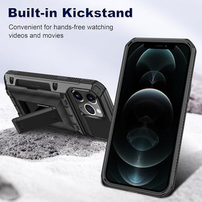 SAMONPOW for iPhone 12 Pro Max Case Wallet with Card Holder [4 Cards] & Stand & Military-Grade Protection Heavy Duty Shockproof Hidden Card Slot Wallet Phone Case for iPhone 12 Pro Max for Women Men - size: for iPhone 12 Pro Max