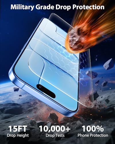 Mkeke Screen Protector for iPhone Air, 3 Pack Tempered Glass 9H+ Hardness | [Military-Grade Drop Protection] [Sensitive Touch] [Easy Installation Frame] [Bubble Free] [HD Clear] for 17 Air 6.5 inch - size: for iPhone Air 6.5"