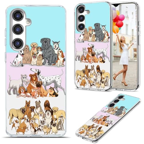 for Samsung Galaxy S24 FE Case for Girl Women Men, Full Protective Shockproof Slim Soft TPU Clear Phone Cover Cases for Galaxy S24 FE,Cute Cartoon Animal Pet Multi Breed Dog Puppy Pink - color: Pet Dog Puppy Pink
