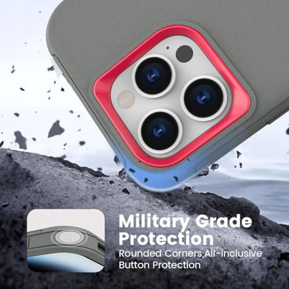 for iPhone 15 Pro Max Case, Dual Layer Shockproof Full Body Cover Military Grade Drop Protection Heavy Duty Protective Phone Case for Apple iPhone 15ProMax 6.7 inch (Grey/Rose) - color: Grey/Rose