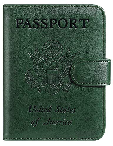 Passport Holder Cover Wallet RFID Blocking, Travel Essentials | Leather Card Case, Travel Accessories for Women Men, Atrovirens - color: Atrovirens