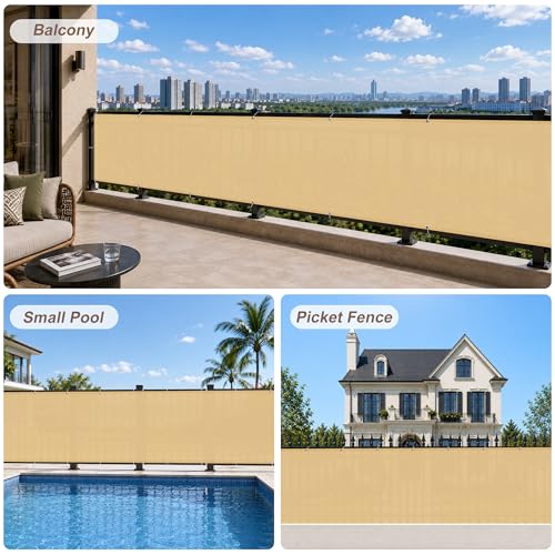 SUNNY GUARD 3' x 10' Balcony Privacy Screen, HDPE Patio Railing Cover Fence - color: Sand Yellow, size: 0 3' x 1 0'