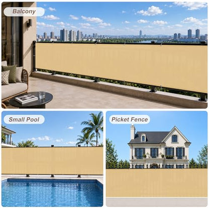 SUNNY GUARD 3' x 10' Balcony Privacy Screen, HDPE Patio Railing Cover Fence - color: Sand Yellow, size: 0 3' x 1 0'