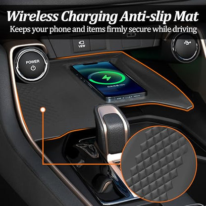 Wireless Charging Anti-Slip Mat for Grand Highlander, Black Silicone Protective Pad Phone Charger Pad for 2024 2025 Grand Highlander Center Console Interior Accessories
