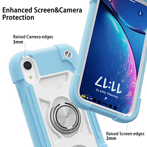 MARKILL Compatible with iPhone XR Case 6.1 Inch with Ring Stand, Heavy-Duty Military Grade Shockproof Phone Cover for iPhone XR 6.1. - color: Ice Blue, size: iPhone XR 6.1"
