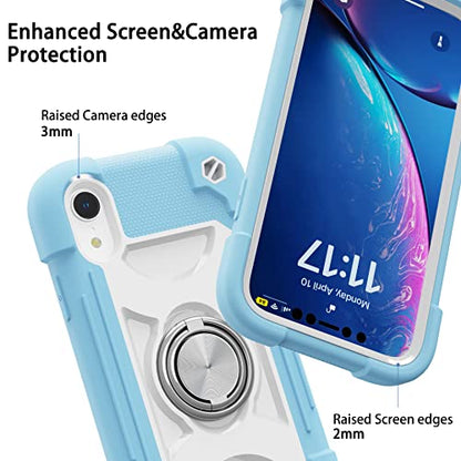 MARKILL Compatible with iPhone XR Case 6.1 Inch with Ring Stand, Heavy-Duty Military Grade Shockproof Phone Cover for iPhone XR 6.1. - color: Ice Blue, size: iPhone XR 6.1"