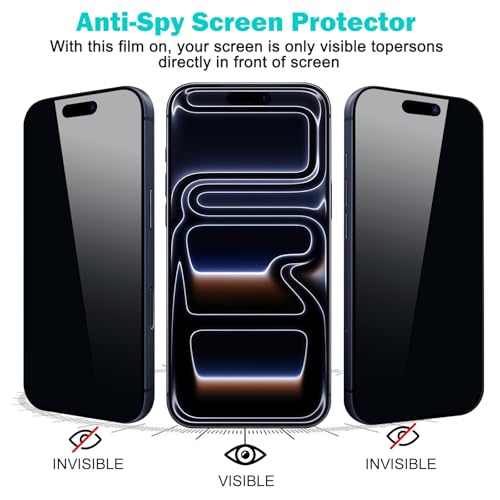 PEHAEL for iPhone 17 Pro Max Privacy Screen Protector+Camera Lens Protector | 3+3 Pack, Installation Frame, Cleaning kits, Anti-Spy Private, Anti-Scratch, 9H Tempered Glass, Case Friendly, [6.9 inch]