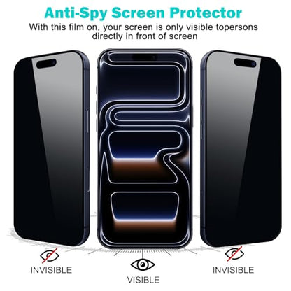 PEHAEL for iPhone 17 Pro Max Privacy Screen Protector+Camera Lens Protector | 3+3 Pack, Installation Frame, Cleaning kits, Anti-Spy Private, Anti-Scratch, 9H Tempered Glass, Case Friendly, [6.9 inch]