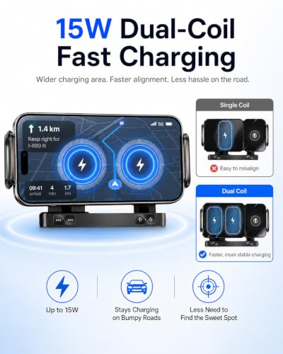 WINNES Wireless Car Charger Mount for Samsung Galaxy Z Fold 8 Ultra 7 6 5 4