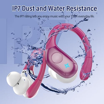 Wireless Earbuds Sports, 75Hrs Bluetooth 5.4 Headphones, Hi-Fi Stereo Bass - color: Y-Starry Rose Gold