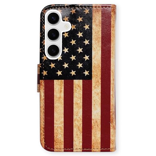 Case for Galaxy S26,Retro American Flag Leather Flip Phone Case Wallet Cover with Card Slot Holder Kickstand Case for Samsung Galaxy S26 - color: Retro American Flag Style