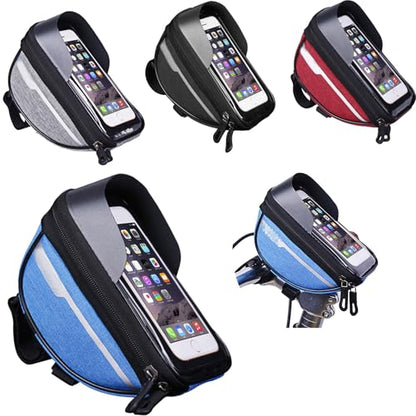 Hard Casing Bike Bag, Lightweight and Durable Waterproof Phone Holder in Blue, Sensitive Touchscreen for Phones up to 6.4 inches, Perfect Bike Accessories - 7"x4" / 18x10 cm - color: Blue