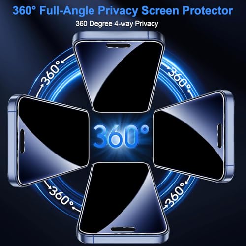 OneFish 360 Privacy Screen Protector for iPhone 13 Pro Max / 14 Plus,2Pack | 4-Way Anti-Spy 9H Tempered Glass, 3D Curved Edges, Scratch Resistant ，Case-Friendly & Easy Installation ， Anti-Fingerprint - size: iPhone 13 Pro Max