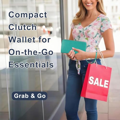 RFID Blocking Cellphone Wristlet Wallet for Women Dual Zipper Large Capacity 17 Card Holder Ladies Phone Clutch Travel Purse with Removable Strap, Turquoise - color: Turquoise
