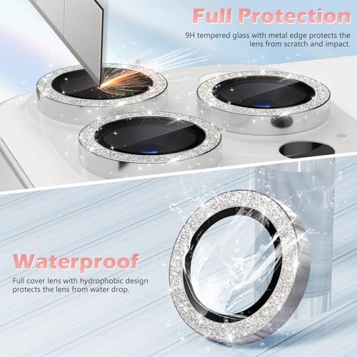 imluckies for iPhone 16 Pro - iPhone 16 Pro Max Camera Lens Protector, AR+AF Tempered Glass, 9H Ultra-Tough Metal Individual Lens Cover, HD Clear Camera Accessories - Glitter White Titanium - color: Glitter White Titanium