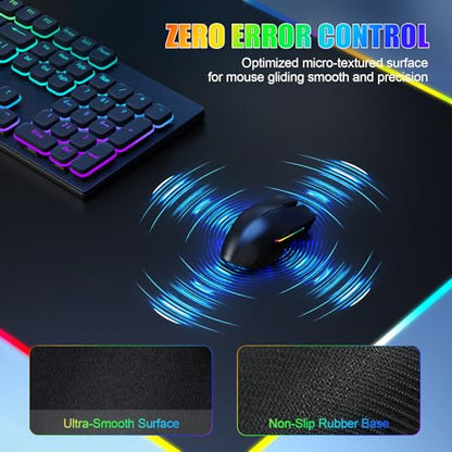 Wireless Charging RGB Mouse Pad with Phone Stand, Large Gaming Desk Mat - color: Black - 31.5x15.8" Phone Stand No Adapter