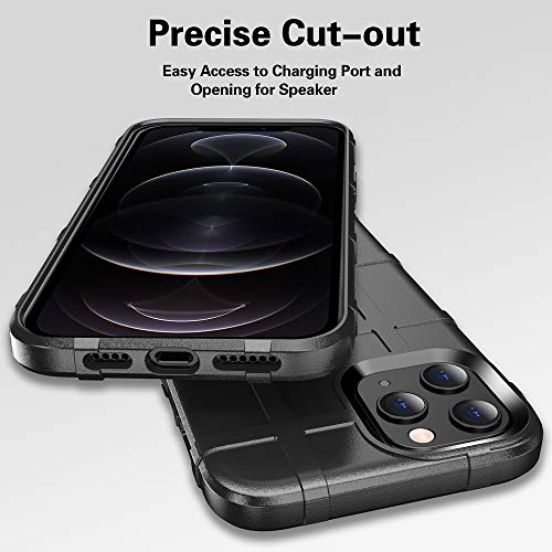 Rugged Shield TPU Thick Solid Armor Tactical Protective Case Compatible with iPhone 12 Pro Max (6.7 inches) - Dark Black - color: Dark Black, size: iPhone 12 Pro Max