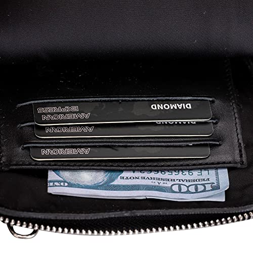 Ferrara Premium Leather Crossbody Phone Purse - Unisex Crossover Sling Shoulder Bag with Card Holder & Adjustable Strap - color: Black