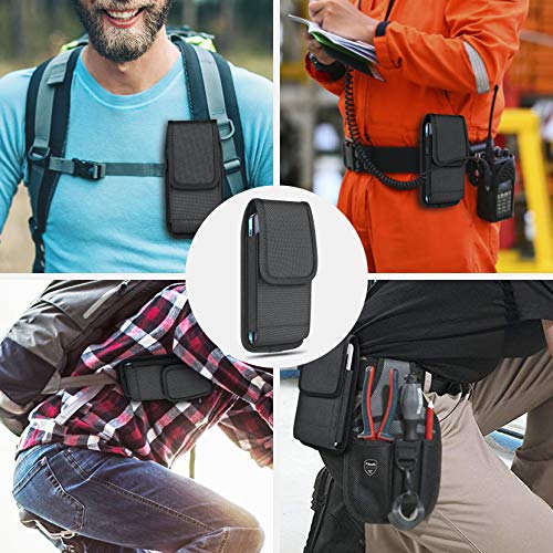 ykooe Cell Phone Pouch Nylon Belt Holster Case Compatible with iPhone 17 Air, 16/15/14/13/12/11 Pro Max & Plus, Samsung Galaxy S26/S25/S24/S23/S21 Plus and FE Models (No Clip), Black–XL - color: Black, size: XL