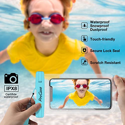 ProCase 2 Pack Waterproof Phone Pouch Case, 7" Universal Underwater Cellphone Dry Bag for iPhone 17 Air 16 15 14 13 Pro Plus Max 12 11, Galaxy S24 S23 S22 Ultra Pixel -Blue/Green - color: Blue/Green