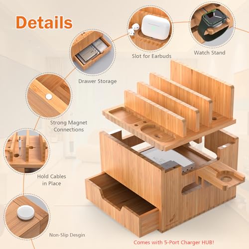 Pezin & Hulin Multi Device Charging Station with Drawer & USB Charger - color: #2 (With Charger)
