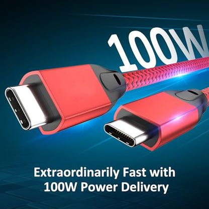 USB C to USB C Cable 100W 3.3FT 2Pack, 4K Video USB C 3.2 Gen 2 Data Cable - color: Red, size: 3.3FT(2PACK)