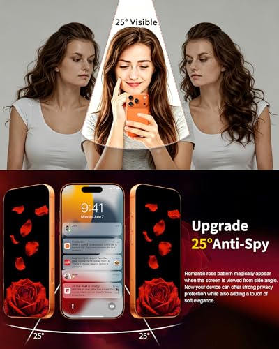 2 Pack Privacy Screen Protector for iPhone 16 Pro Max (6.9 inch) - color: Rose For iphone 16 Pro Max