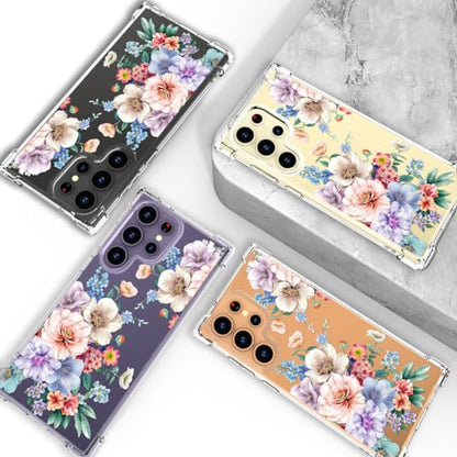 Hungo Galaxy S24 Ultra Case Floral Flower Cute Clear Design, Girly for Women Girls Floral Transparent Case Compatible with Samsung Galaxy S24 Ultra Beautiful Carnation - color: Beautiful Carnation