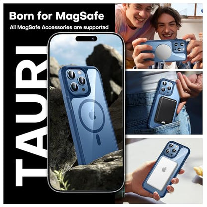 TAURI 3 in 1 Magnetic for iPhone 13 Pro Case, with 2X Screen Protector, 10 FT Drop Protection, Compatible with Magsafe Case for iPhone 13 Pro Phone Case 6.1 inch - Blue - color: B-Magnetic Blue
