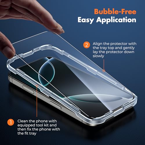 UNBREAKcable for iPhone 16 Pro Max Screen Protector, 3-Pack Full Coverage Tempered Glass [Military Grade Shatterproof][9H Hardness][Easy Installation Frame][Bubble Free] for iPhone 16 Pro Max 6.9" - size: iPhone 16 Pro Max