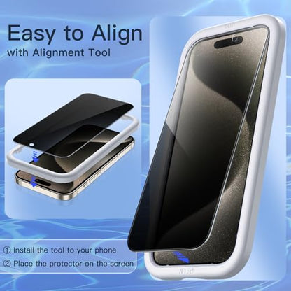 JETech Privacy Screen Protector for iPhone 15 Pro Max, 2+2 Pack - size: iPhone 15 Pro Max