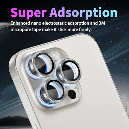 Camera Lens Protector for iPhone 15 Pro/15 Pro Max, Silver - color: Silver