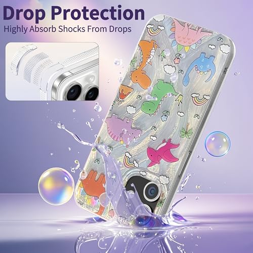 Compatible with iPhone 11 Case,with [Soft Slim][Camera Protection] Cute Kawaii Shiny Aesthetic Phone Cover Anti-Yellowing Shockproof Protective Cover for Women Girl-Dinosaurs - color: Dinosaurs, size: iPhone 11