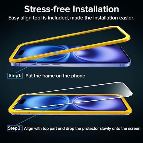 ivoler Screen Protector for iPhone 16/15 6.1" Tempered Glass 2-Pack - size: iPhone 16 6.1"