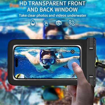 Waterproof Phone Pouch -2 Pack, IPX8 Universal Waterproof Case Dry Bag Phone Protector for iPhone 17/16/15/14 Pro Max Plus XS XR X8 Galaxy S25 S24 Pixel Up to 8.4" - color: Black & Clear
