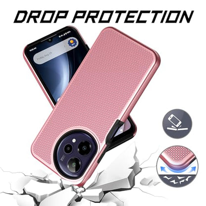 for Cricket Icon Plus 2026 (Plus Version Only) /AT&T Verge 2 Case with Tempered Glass Screen Protector,Dual Layer Heavy Duty Shockproof Protection (Rose Gold) - color: Rose Gold