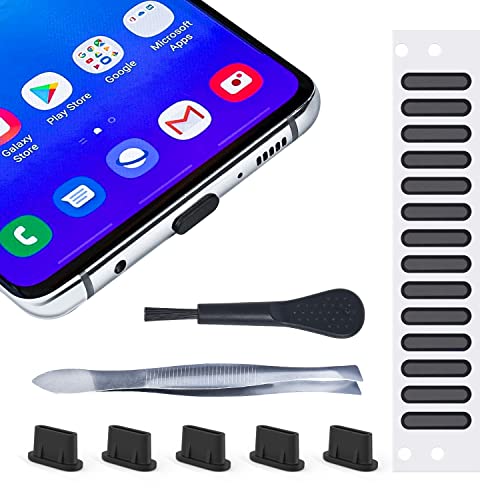 5PACK USB C Dust Plug Type C Port Cover for iPhone 18 Pro/Max/17/17 Pro/17 Pro Max/16/15 Pro Max Speaker Mesh Cover Protector, Samsung Galaxy S26 S25-S21, MacBook, USB C Port Dustproof Adhesive Cover - size: For Type C(4 in 1)