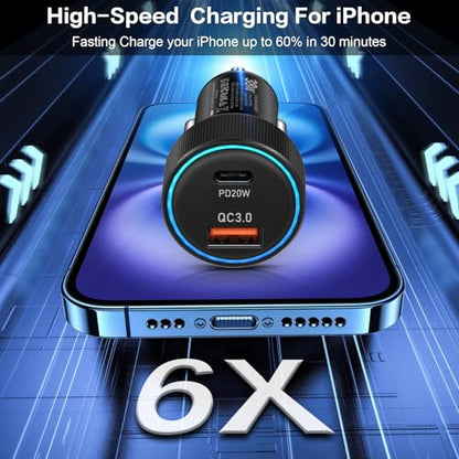 Car Chargers, Dual Ports USB C & USB-A Cigarette Lighter Adapter Multipack - color: 3-Pack