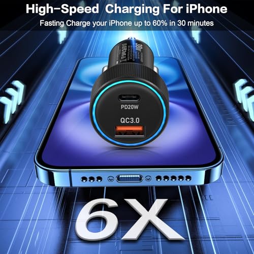 Car Chargers, Dual Ports USB C & USB-A Cigarette Lighter Adapter 5 Pack - color: 5-Pack