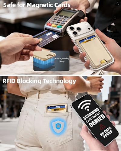 For Magsafe Wallet with Money Clip, 5 Card Holder, Adjustable Stand | Strongest Magnetic Wallet for iPhone 17/16/15/14/13/12 Series, ID Window, RFID Blocking, Not for Mini, Desert Titanium Gold - color: Desert Titanium Gold