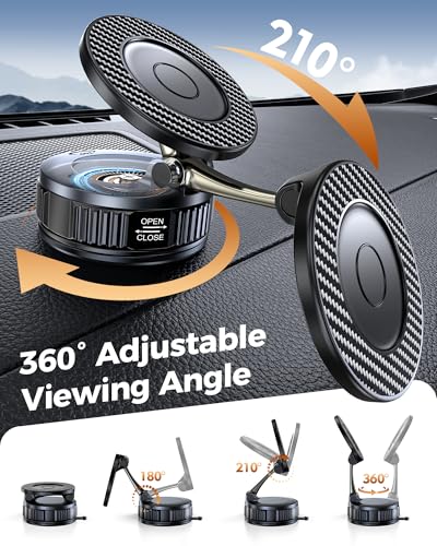 EGV Car Phone Holder for MagSafe, 360° Adjustable Carbon Fiber Mount - color: Holder Black