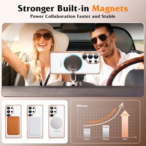 Compatible with Clear Samsung Galaxy S25 Ultra Case with 360° Invisible Magnetic Ring Stand [Compatible with Mag-Safe] Shockproof Plating Phone Case for S25 Ultra 6.9",Desert Gold - color: Desert Gold, size: Samsung Galaxy S25 Ultra