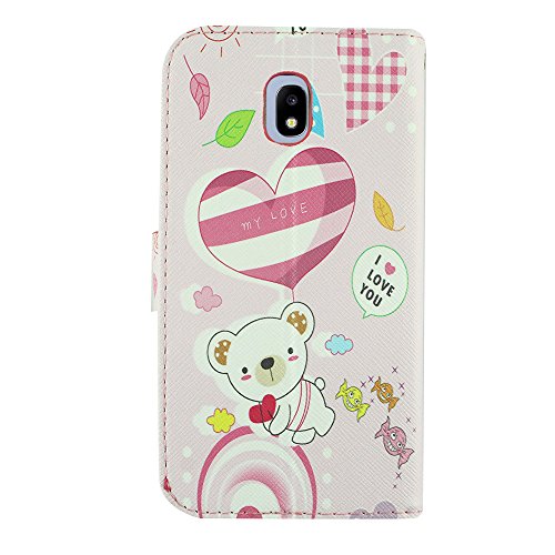 For Samsung Galaxy J7 (2018), J7 Refine, J7 Star, J7V 2nd Gen. SM-J737 - Image Flip Wallet Case + Tempered Glass Screen Protector - Bear - color: ZD06 Bear