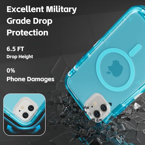 Follaroma Magnetic for iPhone 11 Case, Heavy Duty Phone Cases, Blue, 6.1" | Compatible with MagSafe, Heavy Duty Shock proof Protection, Military-Grade Anti-Drop, Dual Layer Transparent Protective Cover - color: Blue, size: iPhone 11 6.1''
