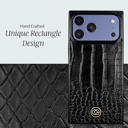 COCOMII Rectangle for iPhone 17 Pro Case, Black Crocodile Leather | Compatible with MagSafe Wireless Charging, Shockproof 10ft Drop Protection, Camera & Screen Protection, Premium Glossy Finish - color: Black Crocodile Leather, size: iPhone 17 Pro (6.3")