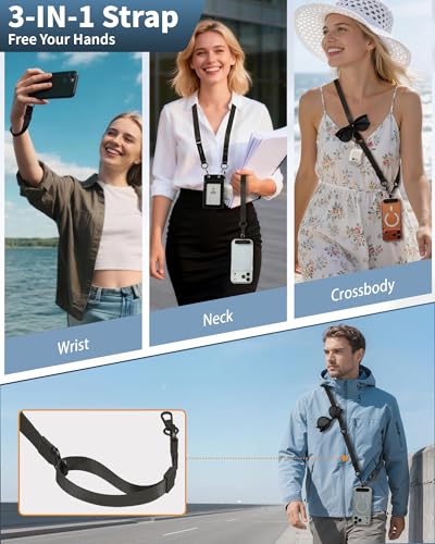 VVAAGG Cell Phone Lanyard for iPhone: Adjustable Phone Strap Crossbody Neck and Wrist Strap Anti-Theft Lanyard Travel Essential Compatible for iPhone Android Smartphones - color: Black