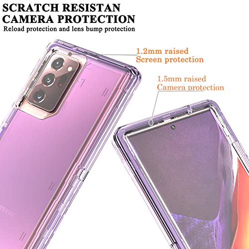 YmhxcY Galaxy Note 20 Ultra Case - 3 Layer Drop Protection, Shockproof Silicone & Clear Cover - Transparent Purple - color: Transparent purple