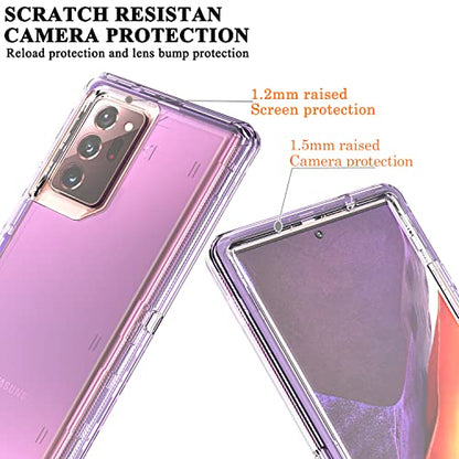 YmhxcY Galaxy Note 20 Ultra Case - 3 Layer Drop Protection, Shockproof Silicone & Clear Cover - Transparent Purple - color: Transparent purple