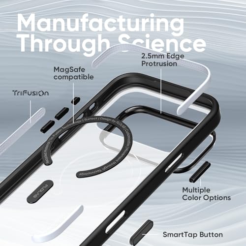 FLOLAB Surtect Tri-Fusion Magnetic for iPhone 17 Pro Case Protective Slim Design Magsafe Compatible Military Grade - Black Matte Translucent - color: Black Matte Translucent, size: iPhone 17 Pro